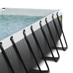 Exit Black Leather Opzetzwembad Met Zandfilterpomp Zwart 400X200X122Cm