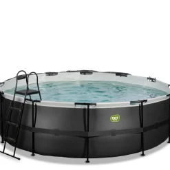 Exit Black Leather Opzetzwembad Met Overkapping En Zandfilter- En Warmtepomp Zwart O450X122Cm
