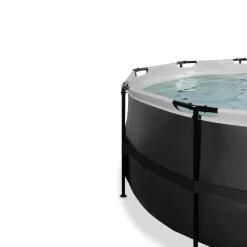 Exit Black Leather Opzetzwembad Met Overkapping En Zandfilter- En Warmtepomp Zwart O450X122Cm
