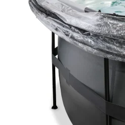 Exit Black Leather Opzetzwembad Met Overkapping En Zandfilter- En Warmtepomp Zwart O450X122Cm