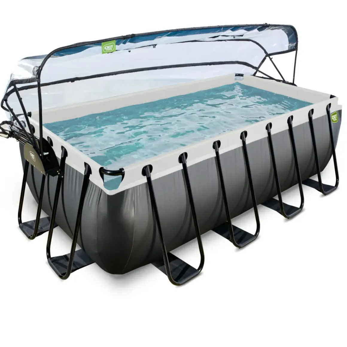 Exit Black Leather Opzetzwembad Met Overkapping En Zandfilter- En Warmtepomp Zwart 400X200X122Cm
