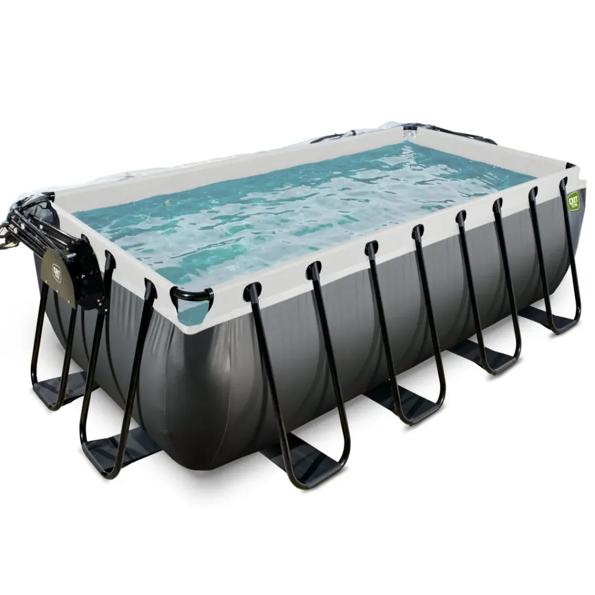 Exit Black Leather Opzetzwembad Met Overkapping En Zandfilter- En Warmtepomp Zwart 400X200X122Cm