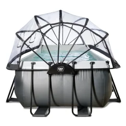 Exit Black Leather Opzetzwembad Met Overkapping En Zandfilter- En Warmtepomp Zwart 400X200X122Cm