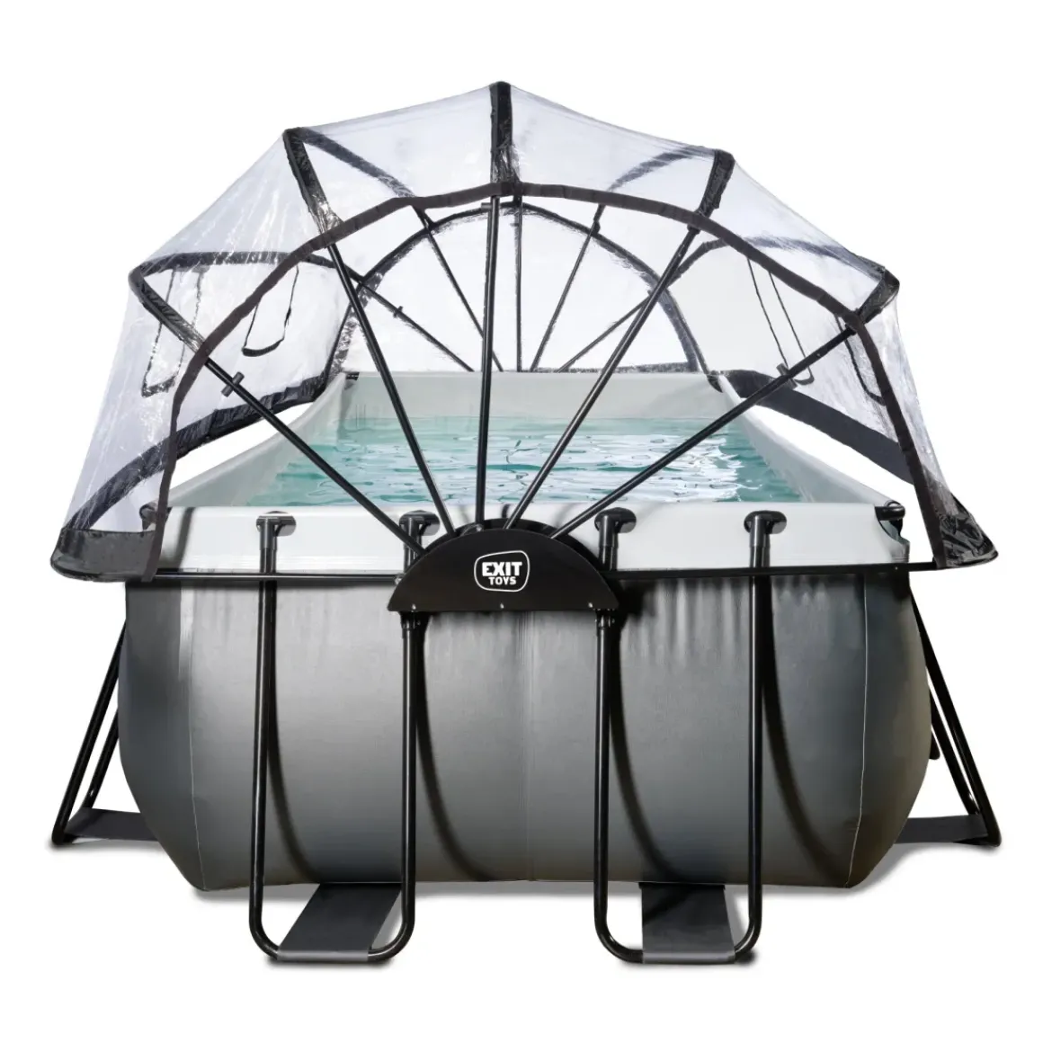 Exit Black Leather Opzetzwembad Met Overkapping En Zandfilter- En Warmtepomp Zwart 400X200X122Cm