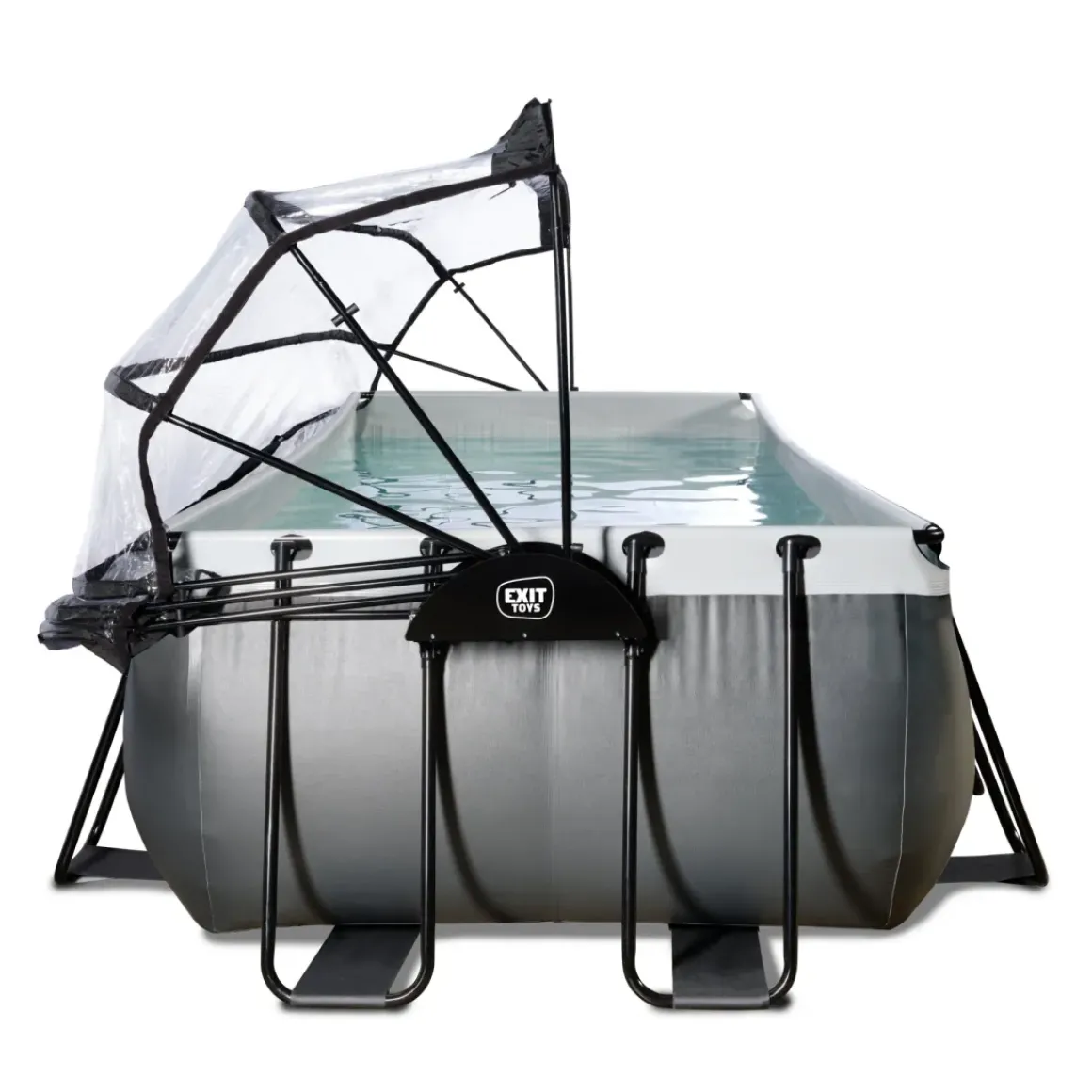 Exit Black Leather Opzetzwembad Met Overkapping En Zandfilter- En Warmtepomp Zwart 400X200X122Cm