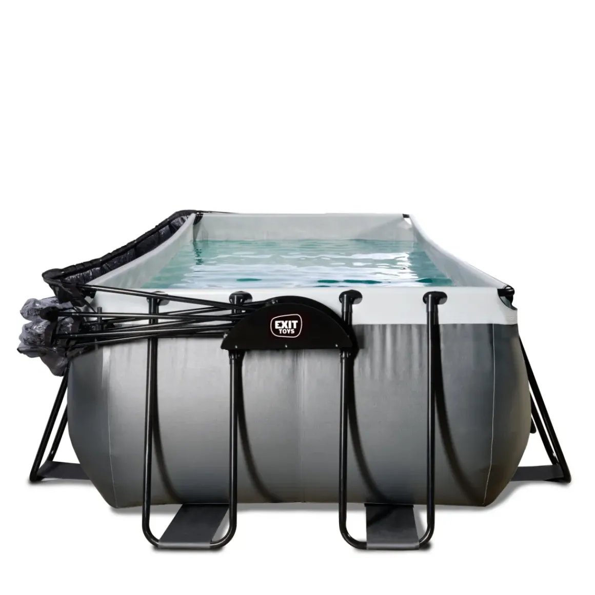 Exit Black Leather Opzetzwembad Met Overkapping En Zandfilter- En Warmtepomp Zwart 400X200X122Cm