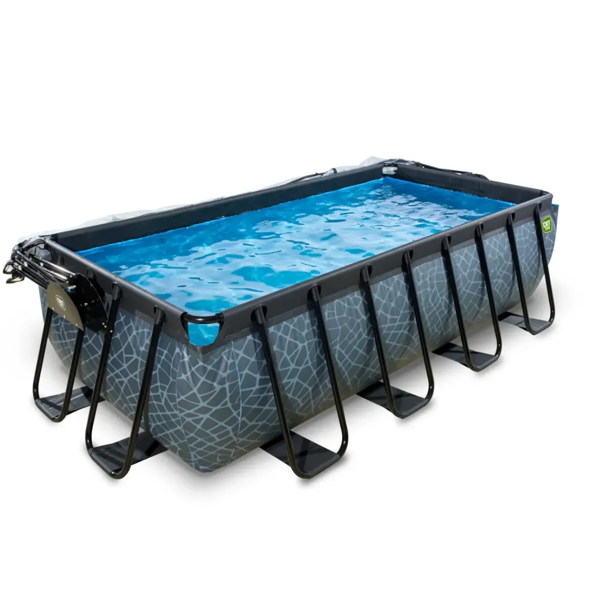 Exit Stone Opzetzwembad Met Overkapping En Zandfilter- En Warmtepomp Grijs 400X200X100Cm