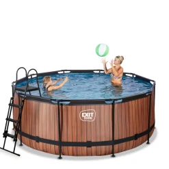 Exit Wood Opzetzwembad Met Filterpomp Bruin O360X122Cm