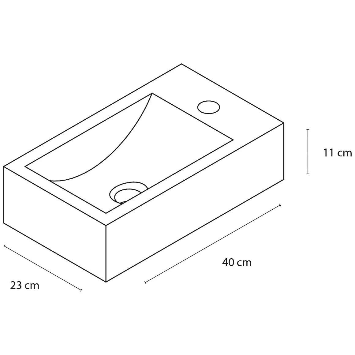 Fonteinset Cheops Natuursteen Wasbak 40 X 23 X 11 Cm