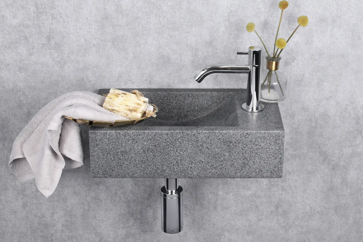 Fonteinset Cheops Natuursteen Wasbak 40 X 23 X 11 Cm
