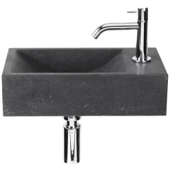Fonteinset Parta Bombai Black Natuursteen Wasbak 40 X 23 X 11 Cm