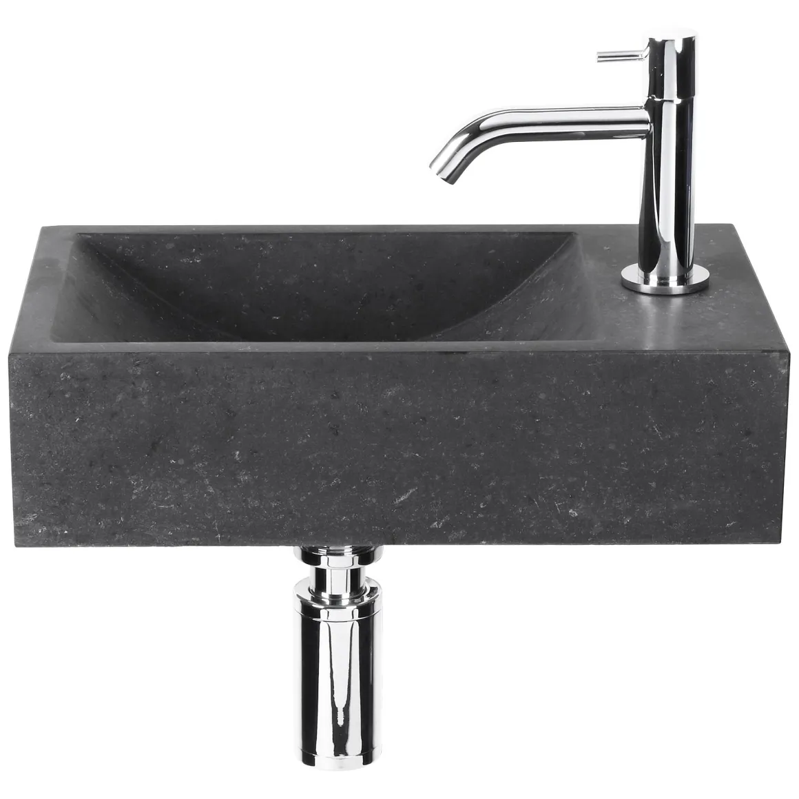 Fonteinset Parta Bombai Black Natuursteen Wasbak 40 X 23 X 11 Cm