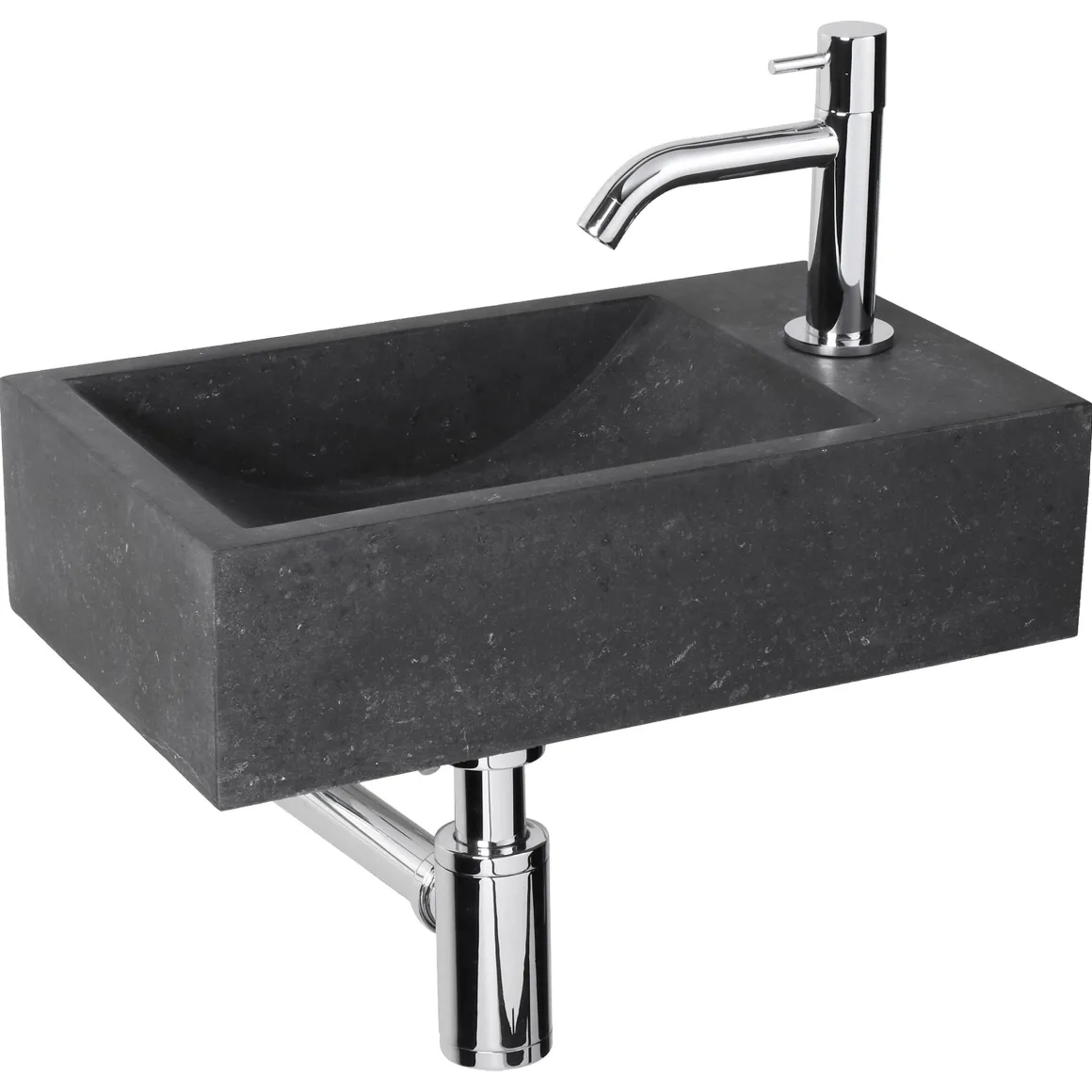 Fonteinset Parta Bombai Black Natuursteen Wasbak 40 X 23 X 11 Cm