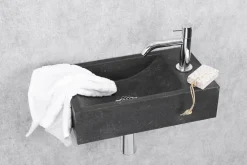 Fonteinset Parta Bombai Black Natuursteen Wasbak 40 X 23 X 11 Cm