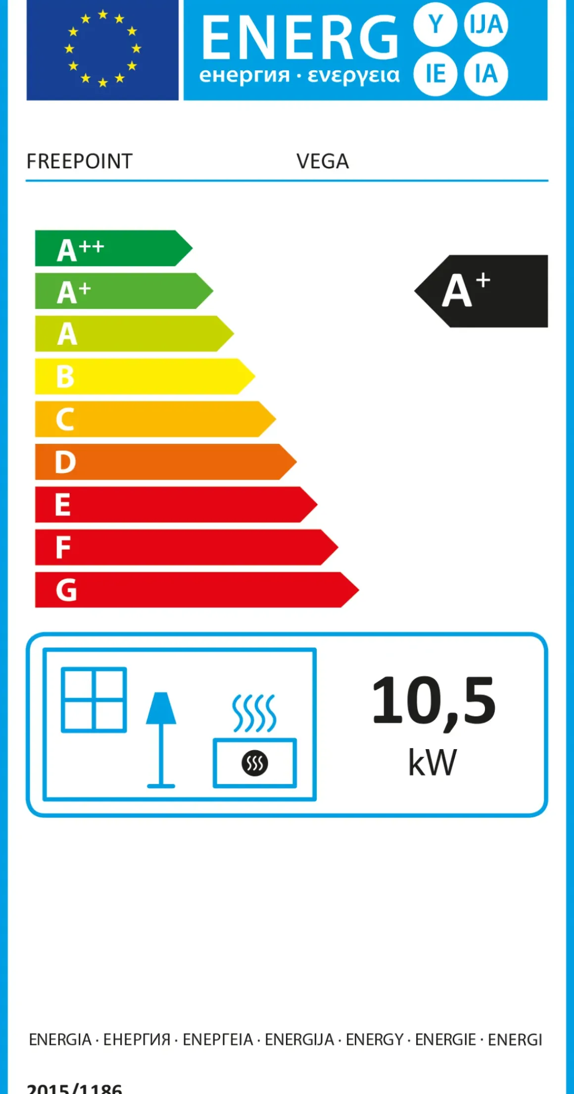 Freepoint Pelletkachel Vega 10,5Kw Wit/Zwart