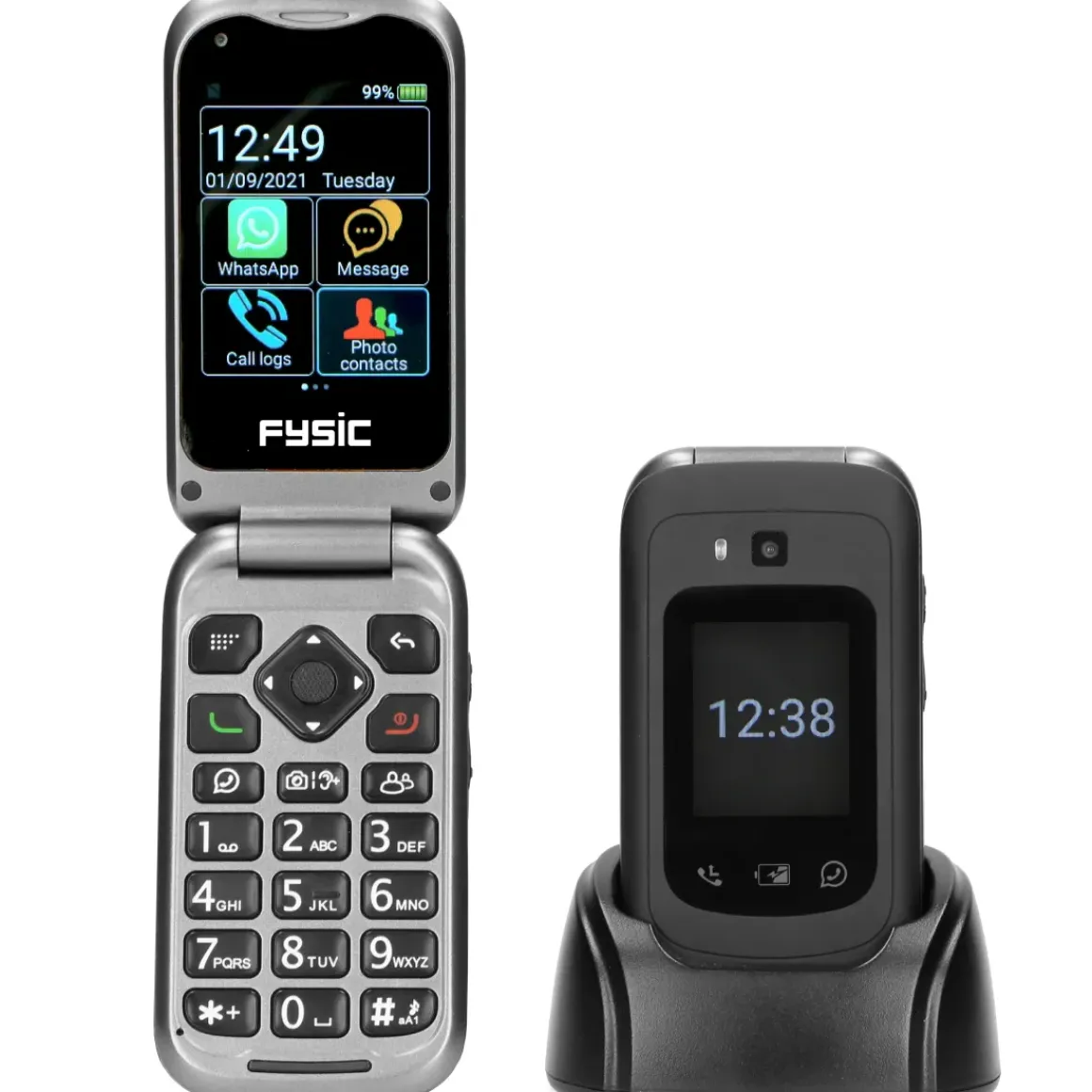 Fysic F25 - Eenvoudige Mobiele Klaptelefoon Voor Senioren Met Sos Noodknop, Zwart