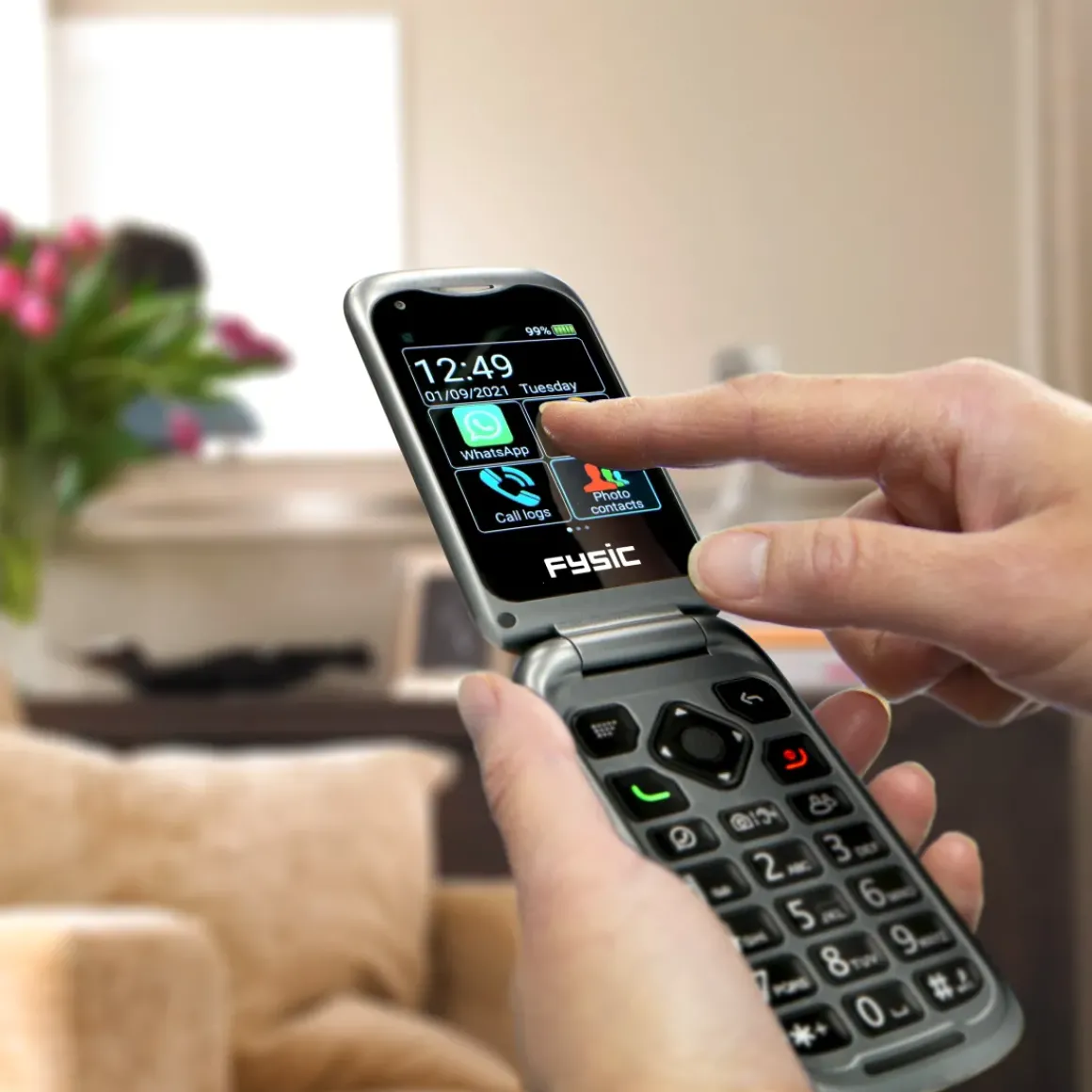 Fysic F25 - Eenvoudige Mobiele Klaptelefoon Voor Senioren Met Sos Noodknop, Zwart