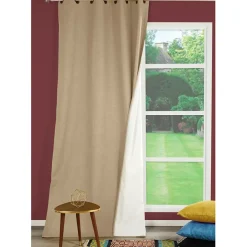 Gordijn Verduisterend Thermisch Bella Ringen Beige 140 X 260 Cm