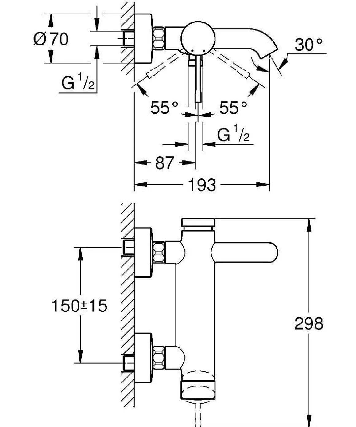 Grohe Bad- En Douchemengkraan Essence Geborsteld Donkergrijs/Hard Graphite