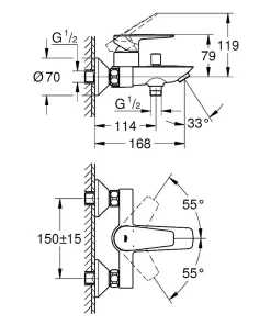 Grohe Badmengkraan Start Edge 1/2" Chroom