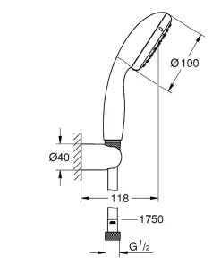 Grohe Doucheset 1 Straal Vitalio Start 100 Chroom