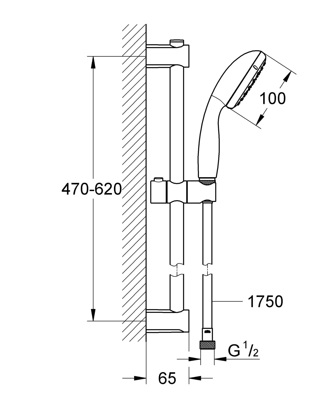 Grohe Doucheset Vitalio Start 100Mm 2 Stralen Chroom