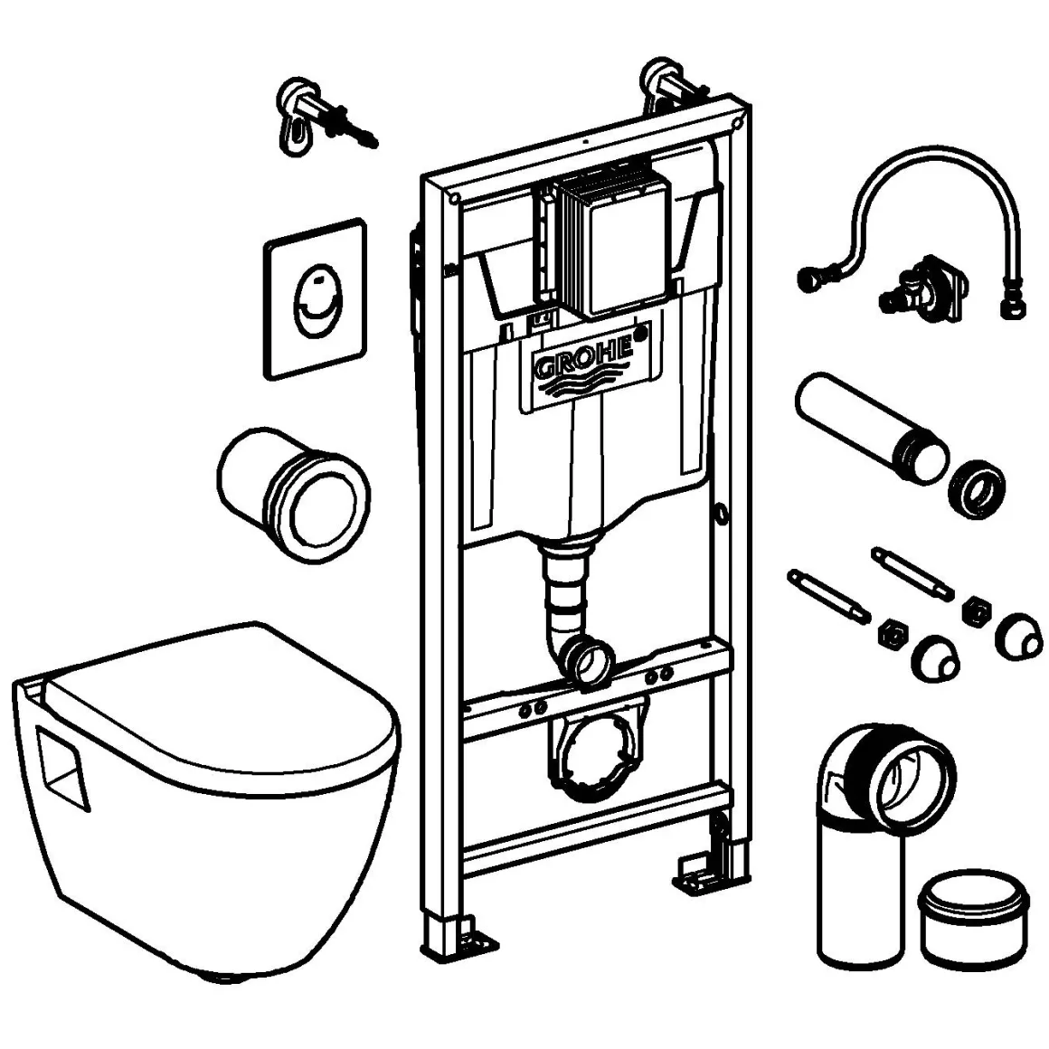 Grohe Inbouwreservoir Set Serel | Soft-Close Toiletzitting | Randloos Toiletpot