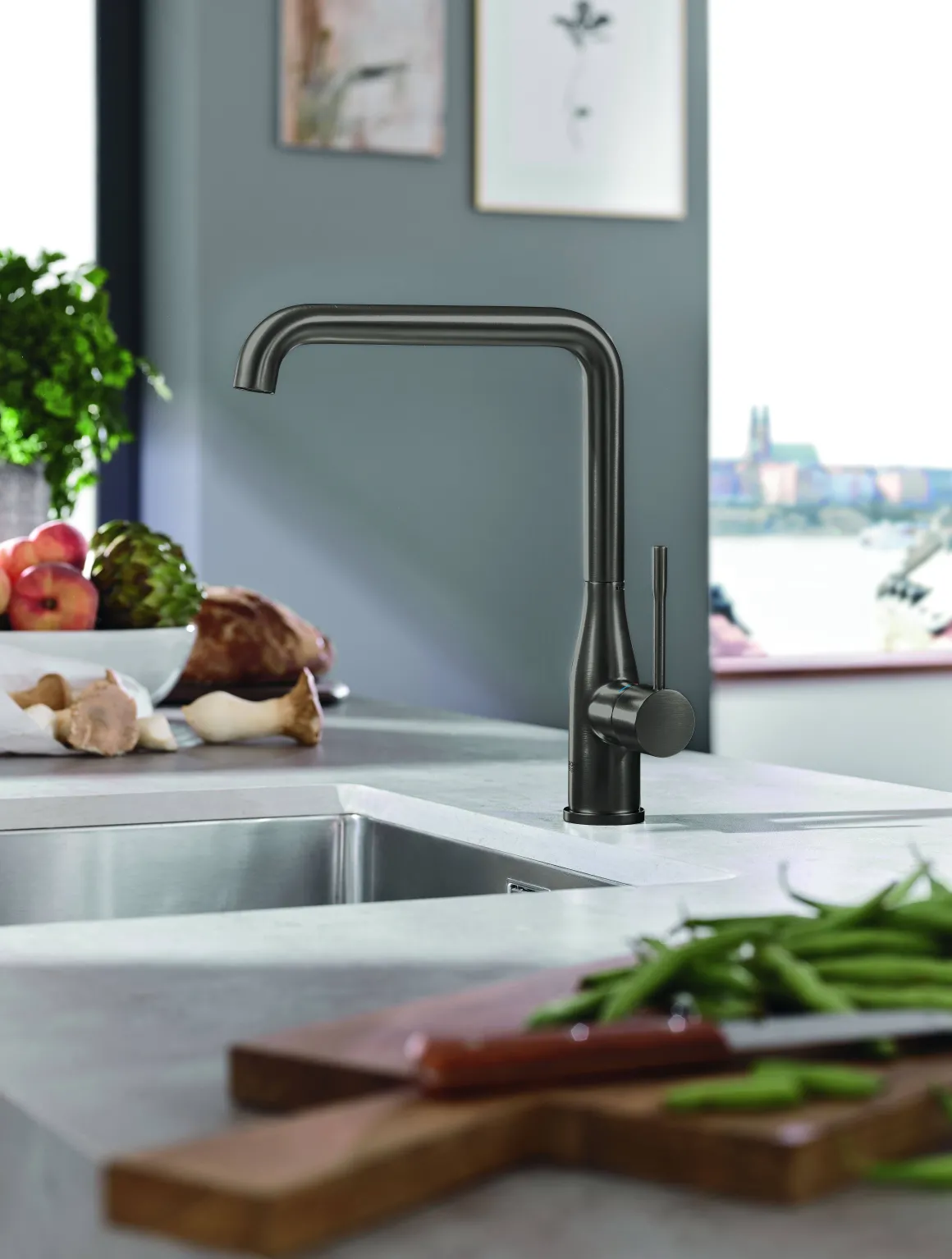 Grohe Keukenmengkraan Essence Hard Graphite Zwart Geborsteld