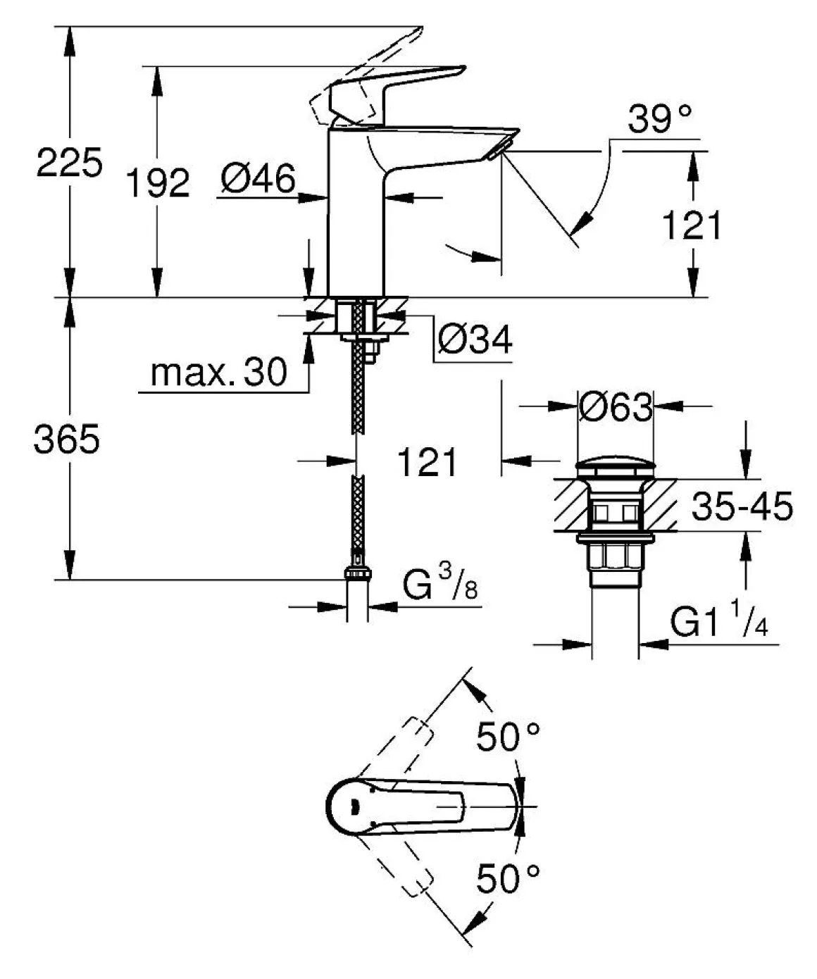Grohe Quickfix Start Wastafelmengkraan M-Size Chroom