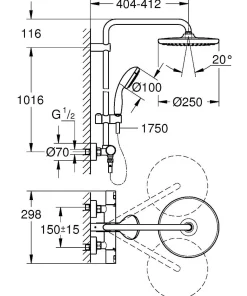 Grohe Regendoucheset Vitalio Start System 250Mm Met Thermostatische Mengkraan Zwart