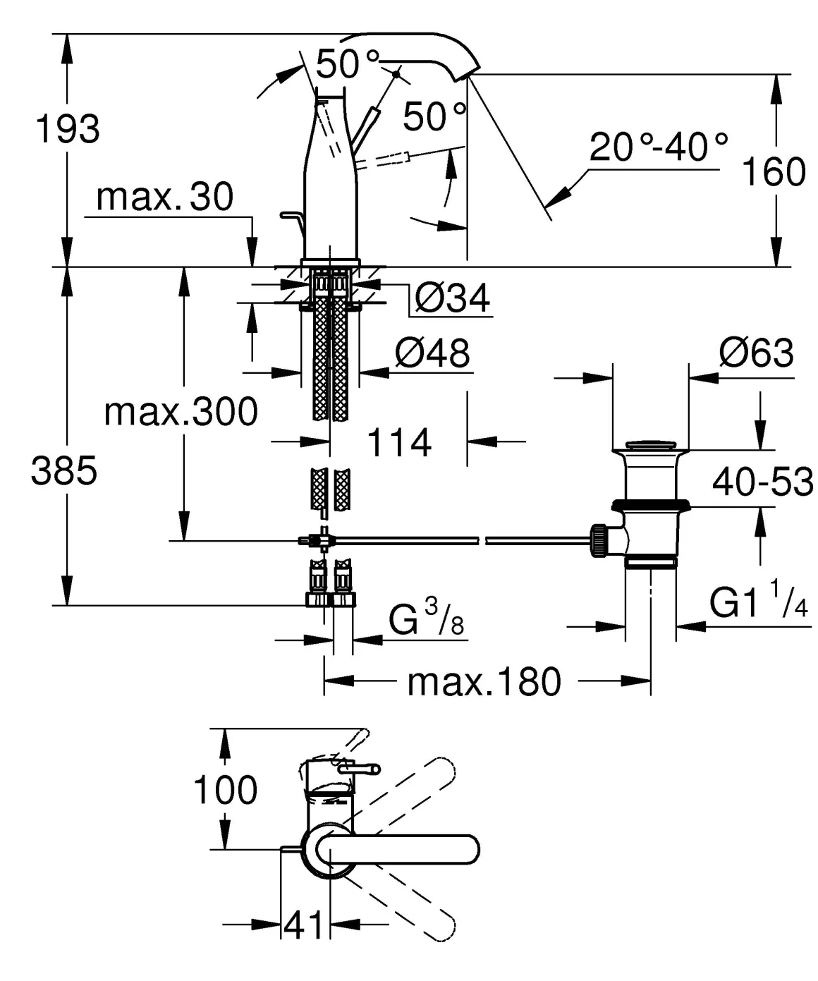 Grohe Wastafelkraan Essence M-Size Chroom Geborsteld