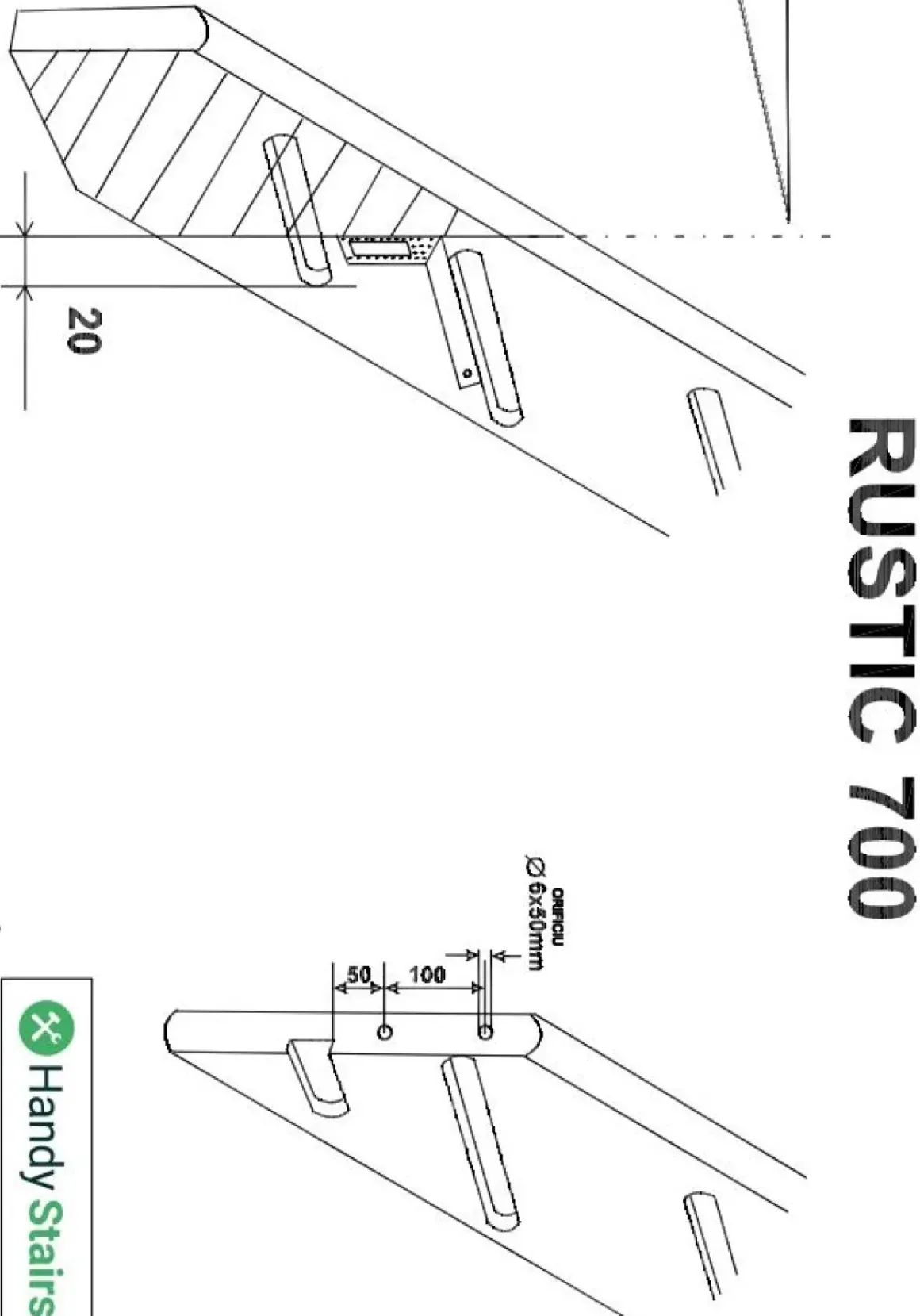 Handystairs Molenaarstrap "Rustic70" - Kwartslag Rechts - Hoogte 280Cm - 13 Treden Van Grenenhout