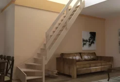 Handystairs Molenaarstrap "Rustic60" - Kwartslag Rechts - Hoogte 280Cm - 13 Treden Van Grenenhout
