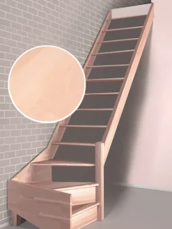 Handystairs Open Kwartslagtrap "Vega80" - Rechts - 280 Cm Hoog - 13 Beuken Treden - Zonder Leuning
