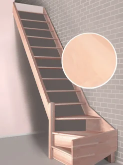Handystairs Open Kwartslagtrap "Vega80" - Links - 280 Cm Hoog - 13 Beuken Treden - Zonder Leuning