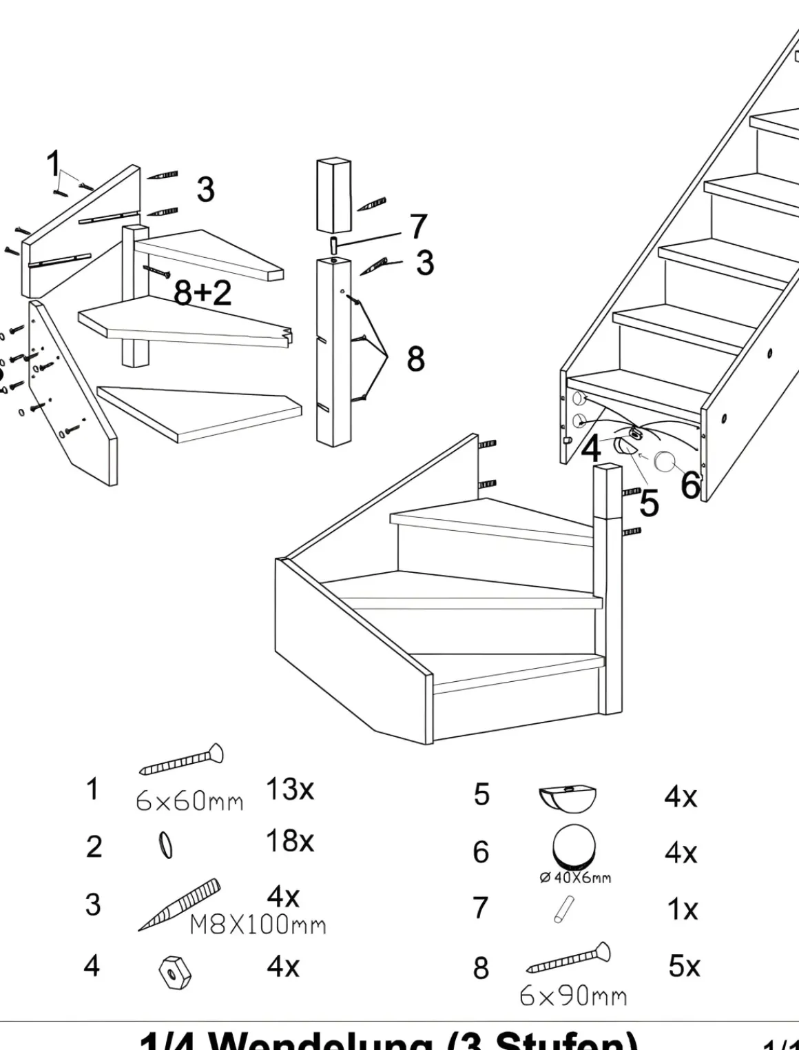 Handystairs Open Kwartslagtrap "Vega80" - Links - 280 Cm Hoog - 13 Beuken Treden - Zonder Leuning