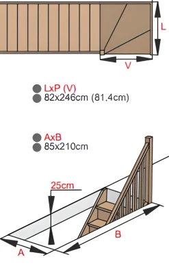 Handystairs Open Kwartslagtrap "Vega80" - Links - 280 Cm Hoog - 13 Grenen Treden - Zonder Leuning