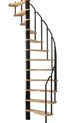 Handystairs Ruimtebesparende Spiltrap "Radius" - 140X70 Cm - 299 Cm Hoog - 12 Beuken Treden - Zwart