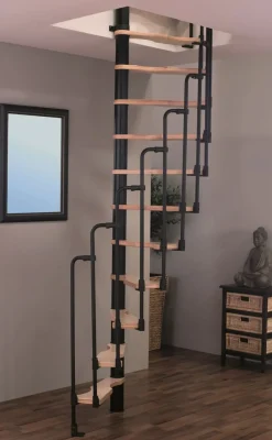 Handystairs Ruimtebesparende Spiltrap "Sampax" - 120X60 Cm - 299 Cm Hoog - 12 Beuken Treden - Zwart