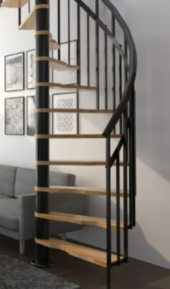 Handystairs Spiltrap "Siena" O 145 Cm - Links Draaiend - 273 Cm Hoog - 12 Beuken Treden - Zwart