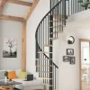 Handystairs Wenteltrap "Spirale" - Diameter 120Cm - Hoogte 309Cm - 12 Beuken Treden - Zwart Staal