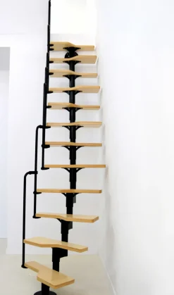 Handystairs Zoldertrap "Swirl" - Multi-Inzetbaar - Hoogte 294Cm - 12 Treden Van Berken - Zwart Staal