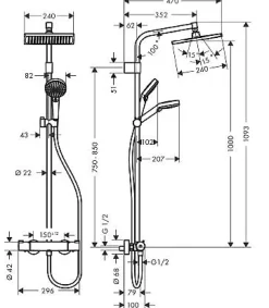 Hansgrohe Doucheset Crometta E240 Met Thermostatische Kraan Chroom