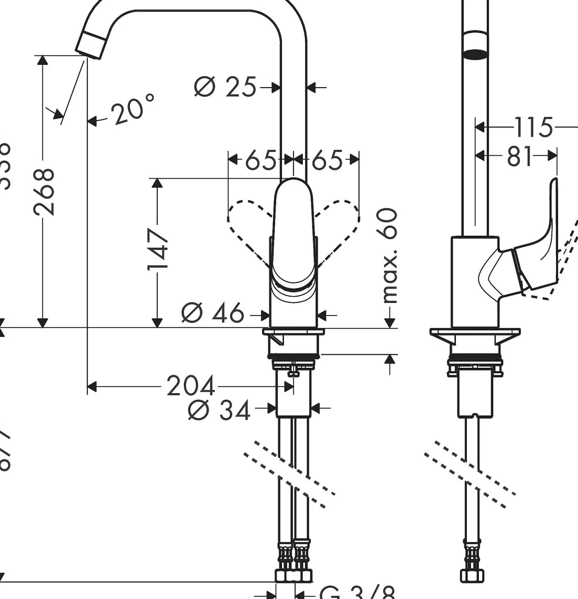 Hansgrohe Keukenmengkraan Focus M41 260 Zwart Mat