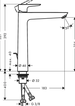 Hansgrohe Wastafelkraan Talis E 240 Zwart Mat