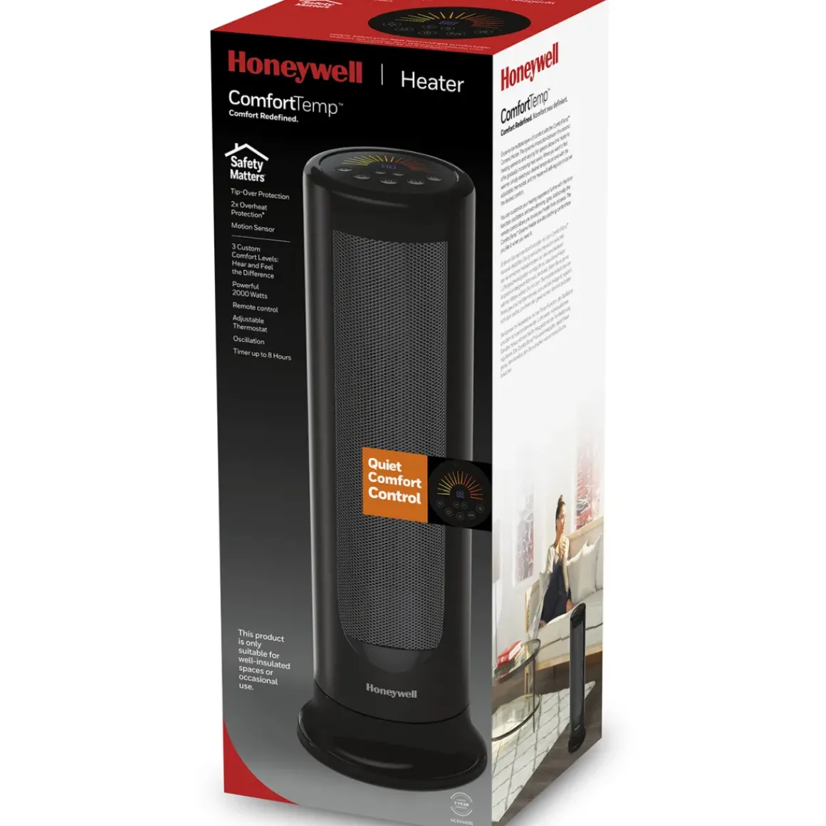 Honeywell Keramische Verwarming Comforttemp Met Bewegingssensor Hce646Be Zwart