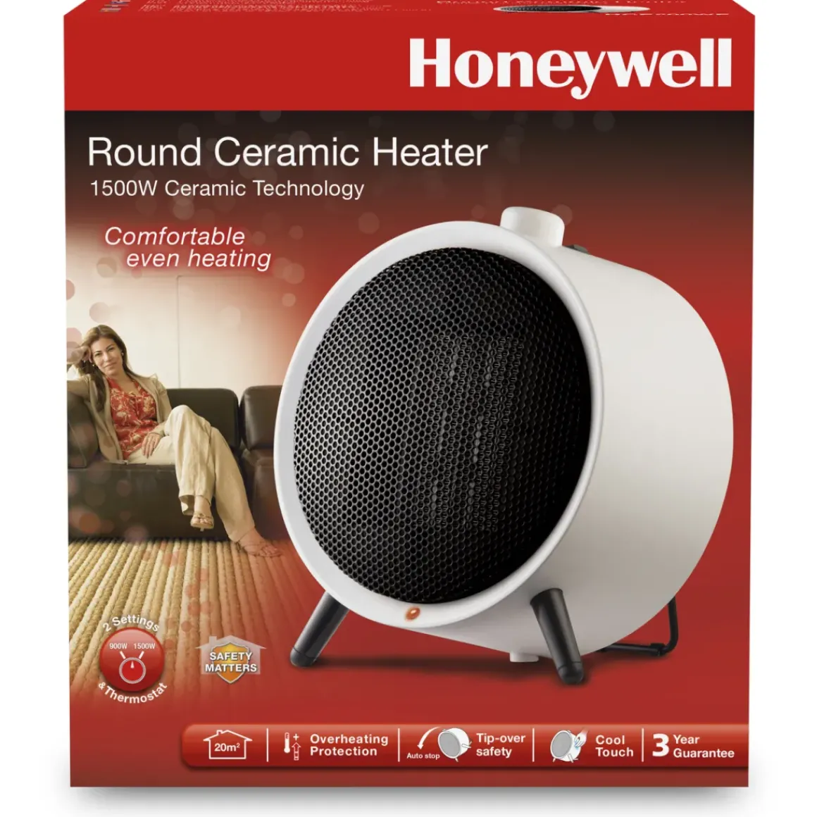 Honeywell Ronde Keramische Verwarming Hce200W 1500W Wit