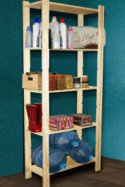 Houten Rek Met 5 Grenen Paneel In Massief Den 170X65X28Cm