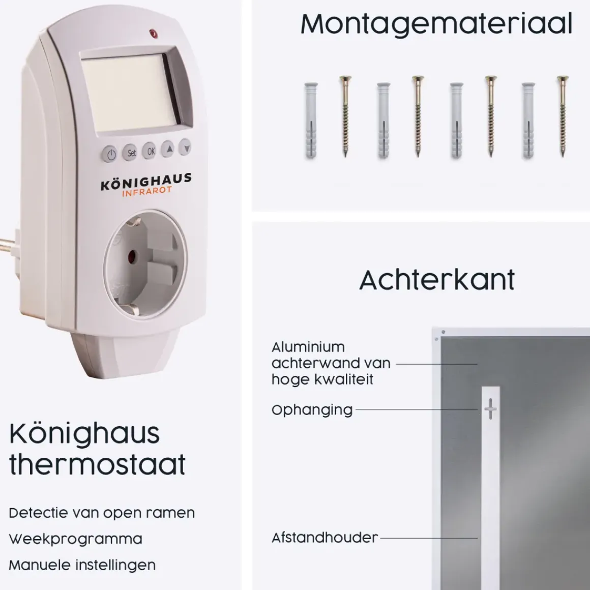 Infrarood Verwarming M-Serie 800W Met Thermostaat