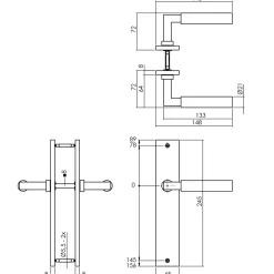 Intersteel Deurklink Bau-Stil Op Plaat 245X45 Mm Blind Matzwart